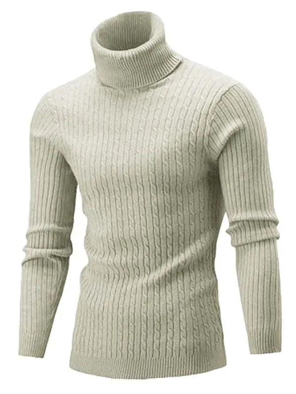 Apparel - Cozy Elegance: Men's Slim-Fit Turtleneck Knit Pullover for A - Men Shirts | MENLL